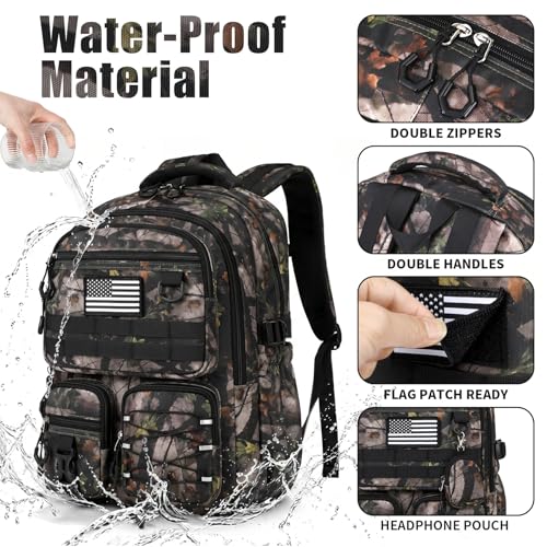 GeeWin Camo Backpack for Boys, 4PCS Boys Backpack with Lunch Box Set - color: Leaf Camo