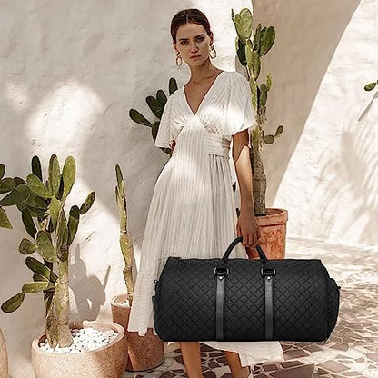seyfocnia Convertible Carry on Garment Bag for Women, Garment Bags for Travel with Shoe Pouch 2 in 1 Hanging Suitcase Suit Bag for Women Travel Duffle Bag Garment Bag - color: A2-Black
