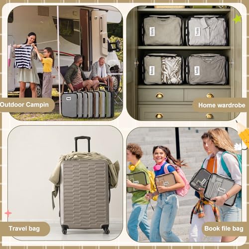 7 Pcs Packing Cubes for Travel Days of Week, Brown, L - color: Brown, size: L