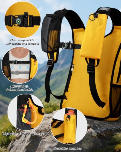 MOKURA 15L Small Hiking Backpack for Men Women, Lightweight Daypack, Yellow - color: Yellow