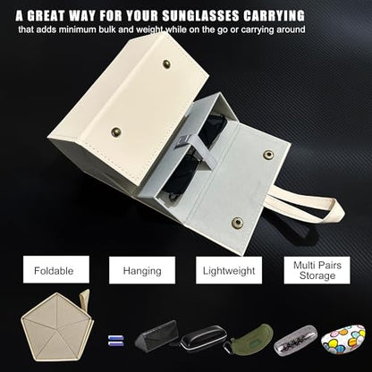 Longjet Sunglasses Organizer Travel Glasses Case Eyeglasses Storage Box - color: Beige