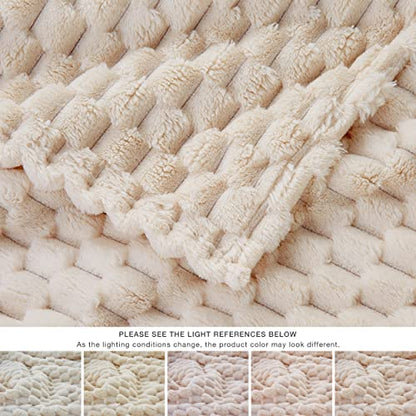 EXQ Home Beige Soft Fleece Queen Blanket Cozy Throw for Bed, Turtle Shell - color: Beige, size: Queen