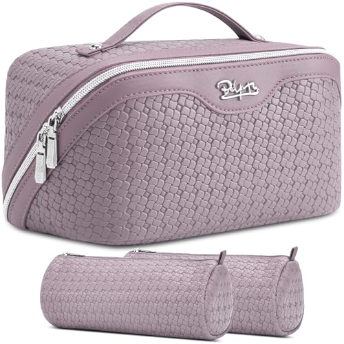 BOYATU Travel Makeup Bag Cosmetic Bags for Women: 3 Pcs Set Make up Bag - color: L55Light Purple