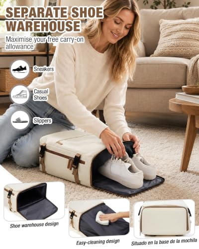 suradar Travel Backpack for Women Men Laptop Backpacks Carry On - color: A3-beige Brown