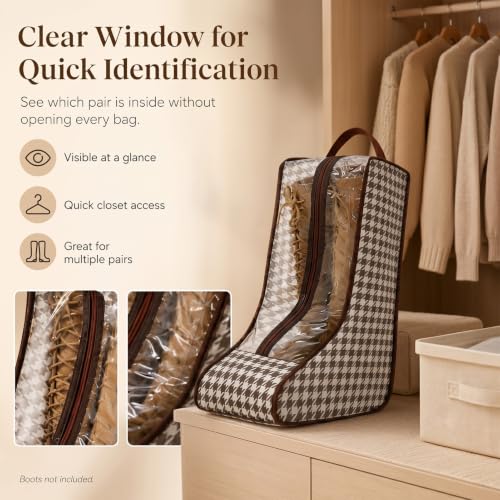 TUYUU Boot Storage Bags for Women Cowboy Clear Window Organizer - 4 Pack