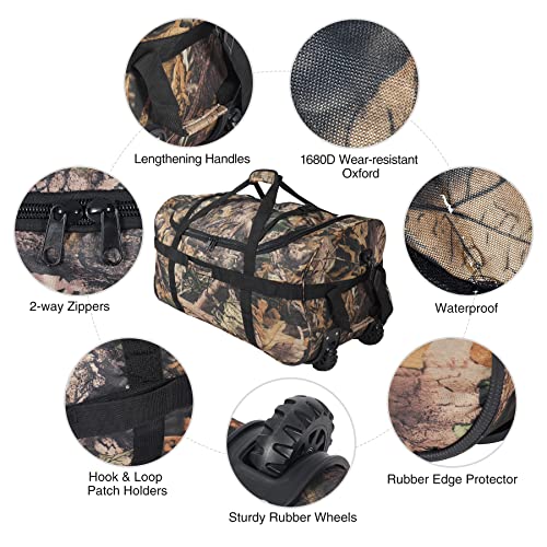 REDCAMP 85L/120L/140L Foldable Duffle Bag with Wheels, Large Travel Duffel Bag - color: 120l Camouflage