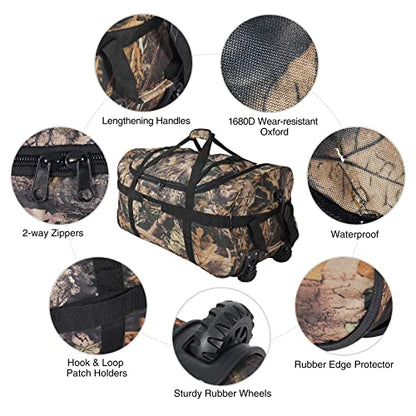 REDCAMP 85L/120L/140L Foldable Duffle Bag with Wheels, Large Travel Duffel Bag - color: 120L Camouflage
