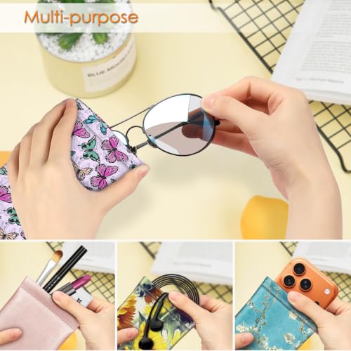 FINTIE Soft Eyeglasses Case with Cleaning Cloth, Squeeze Top Glasses Pouch - color: Butterfly