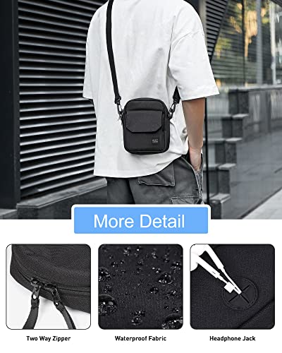 BJLFS Small Crossbody Bag Side Shoulder Bag for Men Women, Travel Passport Wallet Bag, Small Neck Pouch Side Shoulder Bag - color: Black-large