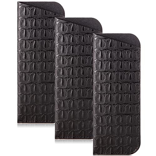 TRIUMPH VISION 3 Pack Reading Glasses Pouch Soft Case Eyeglass Sleeve Slim - color: Black X3, size: Large