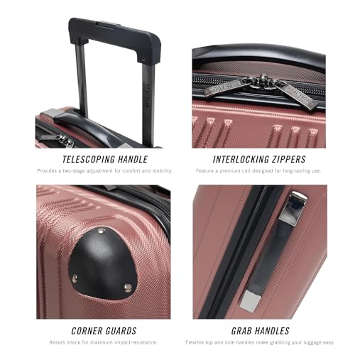 Kenneth Cole REACTION Out of Bounds 경량 하드쉘 4륜 스피너 수하물, 로즈 골드., 24인치 체크, Kenneth Cole Reaction Out of Bounds 경량 하드쉘 4륜 스피너 캐리어 - color: 로즈 골드., size: 24인치 체크
