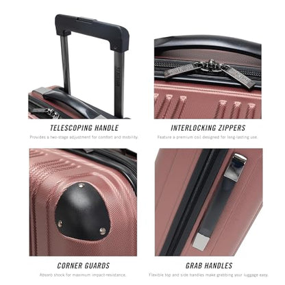 Kenneth Cole REACTION Out of Bounds 경량 하드쉘 4륜 스피너 수하물, 로즈 골드., 24인치 체크, Kenneth Cole Reaction Out of Bounds 경량 하드쉘 4륜 스피너 캐리어 - color: 로즈 골드., size: 24인치 체크