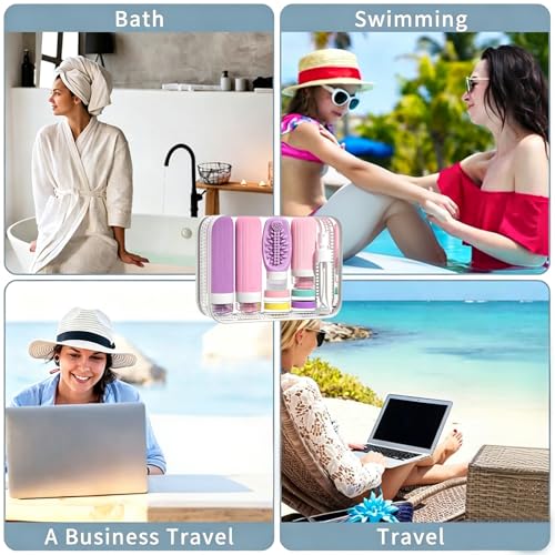 Vitog 16 Pack Travel Bottles with Body Brush, TSA Approved Toiletry Kit - color: Purple