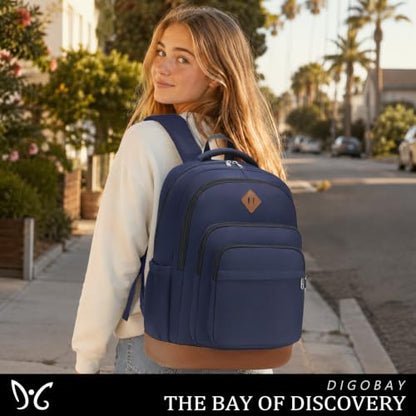 DIGOBAY Shool Backpack for Girls 3PCS Backpacks with Lunch Bag Pencil Case - color: Navy Blue