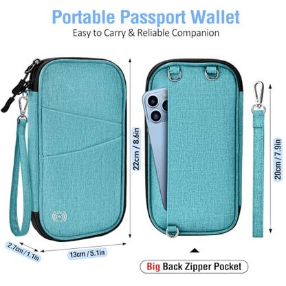 BKNOOU Family Passport Holder RFID Blocking Travel Document Organizer - color: 06 Blue