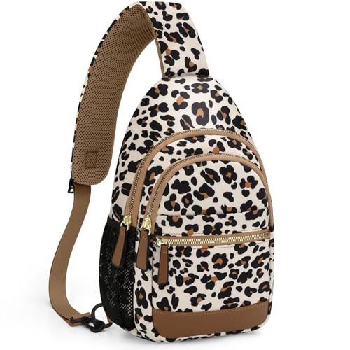 Capolo Crossbody Bags for Women Waterproof Sling Shoulder Bag Fanny Pack - color: Leopard, size: Large