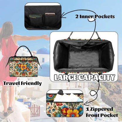 Tribal Flower Weekender Overnight Bag for Women Travel Gym Sport - color: D 008