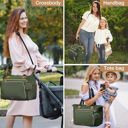 Diaper Bag Tote, Large Baby Hospital Bag for Labor Delivery Mom - color: Dark Green