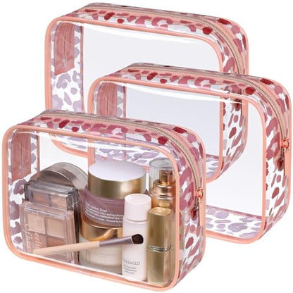 PACKISM TSA Approved Toiletry Bag - 3 Pack Leopard Print Clear Makeup Bag - color: LB- Leopard Print, size: Medium Set