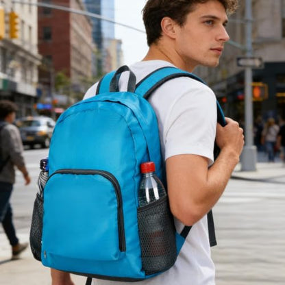 Foldable Backpack Travel Collapsible Backpacks Lightweight Packable Backpacks Men Women Foldable Day Pack for Travel, Hiking, Walking, Cycling, Camping (Sky Blue) - color: Sky Blue