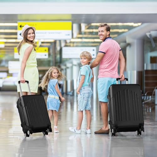 Karl home Luggage Set 3 Piece Hardshell Suitcases with TSA Lock, Black - color: Black, size: 3 Piece Set (20/24/28 Inch)