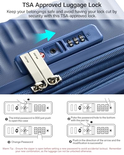 MILADA Expandable Checked Luggage 28 Inch, Hard Shell Large Suitcase - color: Interstellar Blue, size: Checked Large 28 inch