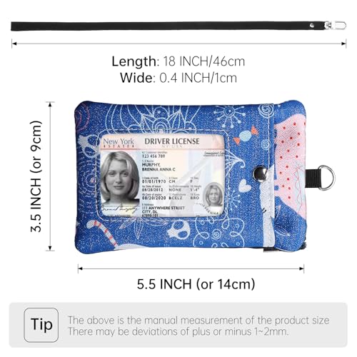 Small Lanyard Wallet with ID Window Minimalist Nylon Zipper Lanyard Pouch - color: Cat