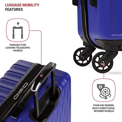 SwissGear 8018 Expandable Luggage, Hard Shell Medium Luggage with Spinner Wheels - color: Blue Violet, size: Checked-Medium 24-Inch