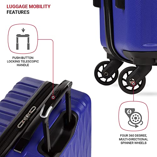 SwissGear 8018 Expandable Luggage, Hard Shell Medium Luggage with Spinner Wheels - color: Blue Violet, size: Checked-Medium 24-Inch