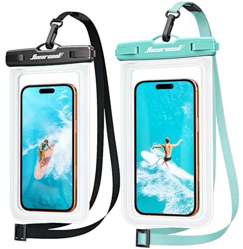 Hiearcool Waterproof Phone Pouch, Waterproof Phone Case, Clear&Mint 2-Pack - color: Clear & Mint Green