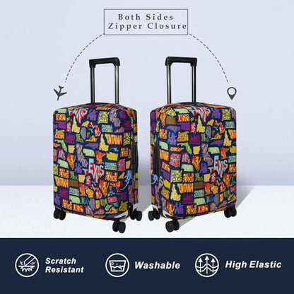 Explore Land Travel Luggage Cover Fits 31-32 inch Case (America Map, XL) - color: America Map, size: XL