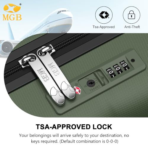 MGB 14 Inch Underseat Carry On Luggage with Wheels, Dark Green - color: Dark Green