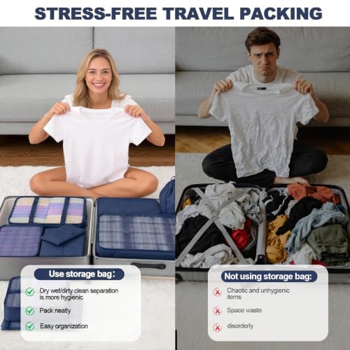 8 Set Packing Cubes for Travel-Navy Blue - color: Navy Blue