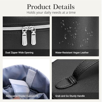 BOYATU Makeup Bag Vanity Case: Vegan Leather Cosmetic Bag for Women - color: 02 Black