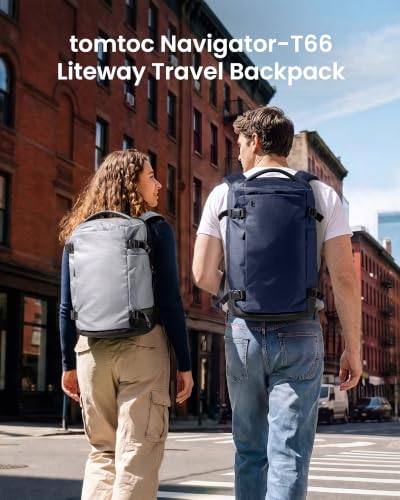 tomtoc Travel Backpack 40L, TSA Carry On Bag Flight Approved, PFAS Free - color: Dark Blue-ripstop, size: 40L
