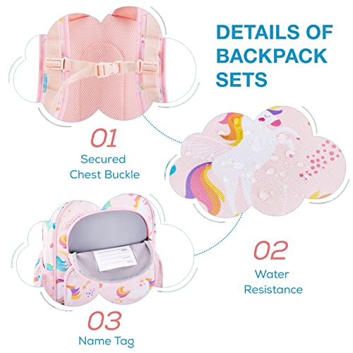 mommore Kids Backpack Set Kindergarten School Bookbag for Boys Girls 4-8 - color: Pink Strawberry