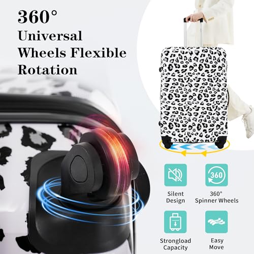 Merax 3-Piece Luggage Set,Leopard Print Hardshell Suitcases.White+Black - color: White+Black Leopard, size: 3 Piece(20/24/28)