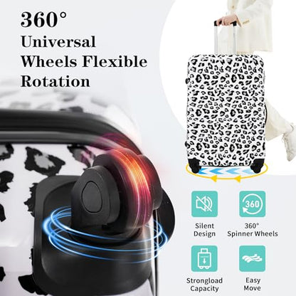 Merax 3-Piece Luggage Set,Leopard Print Hardshell Suitcases.White+Black - color: White+Black Leopard, size: 3 Piece(20/24/28)