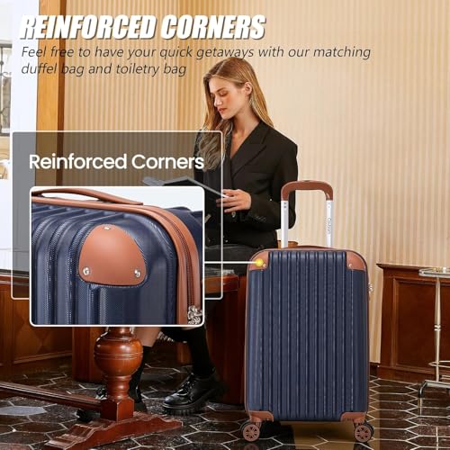 Cosbarn Carry On Luggage,3 Piece Luggage Set,22x14x9 Airline Approved - color: PorscheBlue