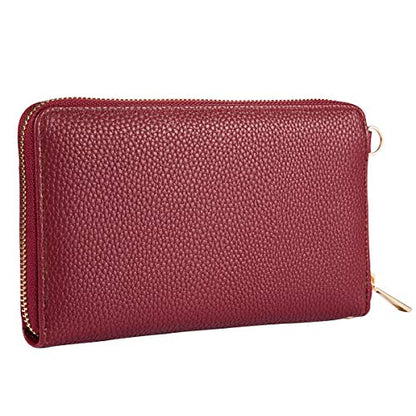 Small Crossbody Purse Cell Phone Wristlet Wallet for Women RFID - color: Wine