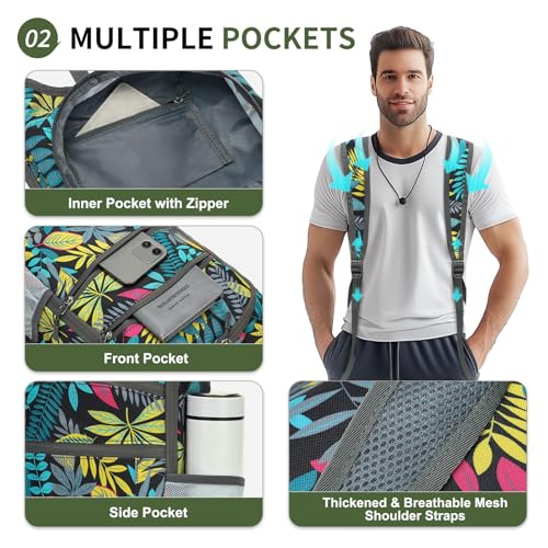 Lightweight Foldable Daypack Travel Backpack 20L, Leaf Print - color: Leaf Print