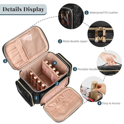 Bagmoly Large Makeup Bag, Travel Makeup Cosmetic Bag for Girls, Black - color: 01-Black, size: Medium