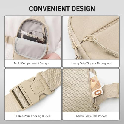 Travel Sling Bag for Men & Women, Anti-Theft RFID Blocking Crossbody Bags - color: Beige 2.0 Mini