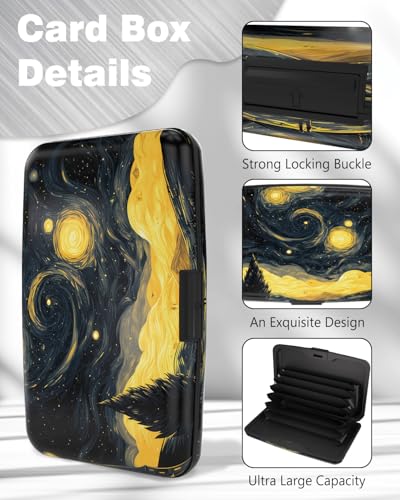 Maicican Credit Card Holder, Mini RFID Blocking Aluminum Wallet - color: Golden Starry Sky