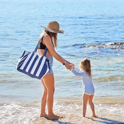 Dock & Bay Everyday Beach Tote Bag - Reusable Carrier Bag for Daily Use - Carries Up to 10kg - 100% Recycled Materials - color: Cabana - Whitsunday Blue