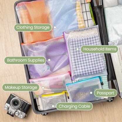 Smarpau 20pcs Mesh Zipper Pouch Bags,8 Sizes 8 Colors Plastic Pencil Pouch - size: Multisizes-20pcs