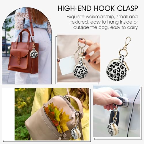 Portable Ring Keychain Holder - White leopard print Jewelry Holder - color: White leopard print