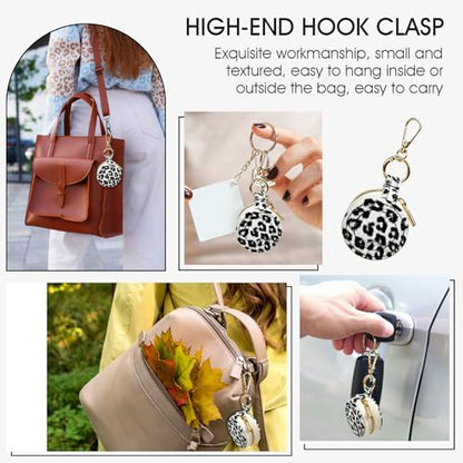Portable Ring Keychain Holder - White leopard print Jewelry Holder - color: White leopard print