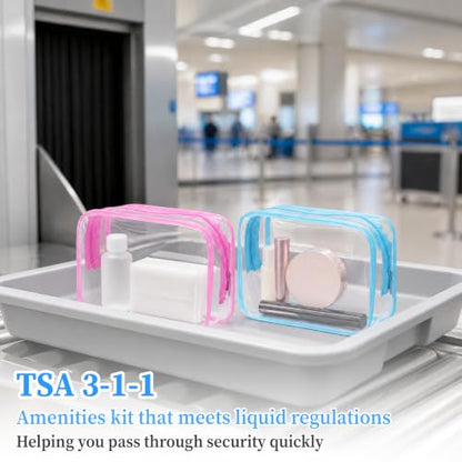 6 Packs Clear Travel Bags for Toiletries Waterproof (Colorful) - color: 6 colorful