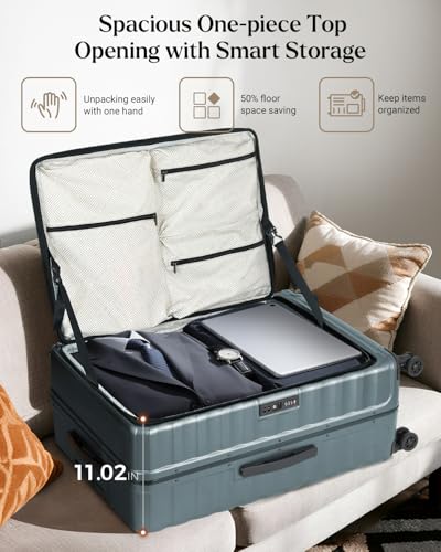 CENSIEN Luggage Sets, 20" Expandable Carry On 28" Aluminum Frame Suitcase - color: Green, size: 2-Piece (20/28 Inch)